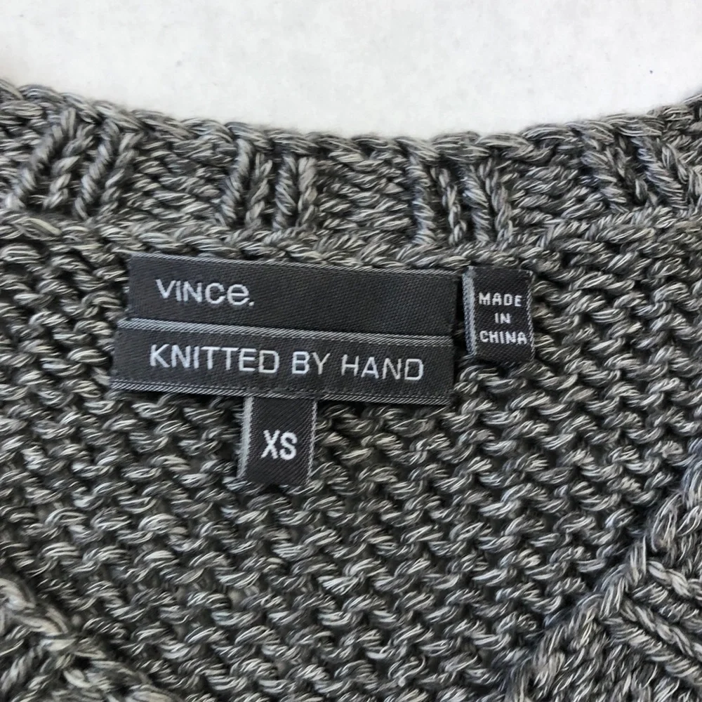 Vince Drop Stitch Crop Sweater Hand Knit Cotton Blend
